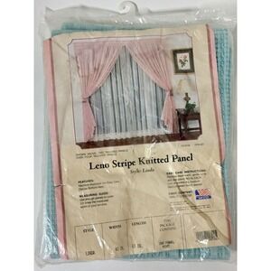 Vintage 1991 Leno Stripe Knitted Curtain Panel 40x63 Mint Green NOS